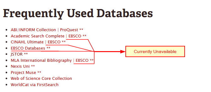 EBSCO databases currently unavailable