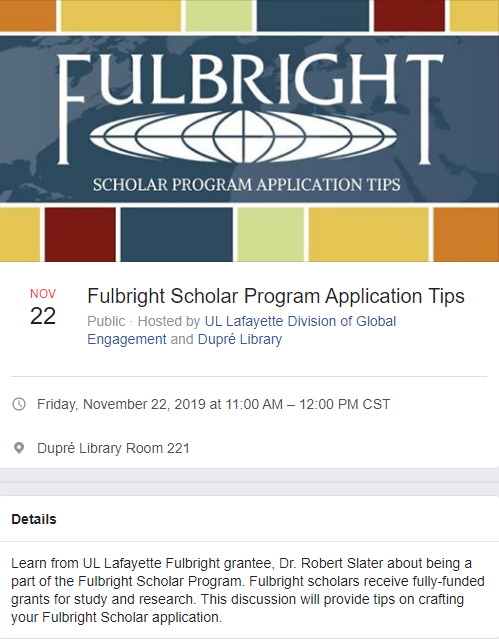 Event: Fulbright Scholar Program Application Tips - 2019 Fall