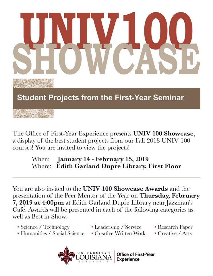 Flyer: UNIV 100 Showcase - 2019 Spring