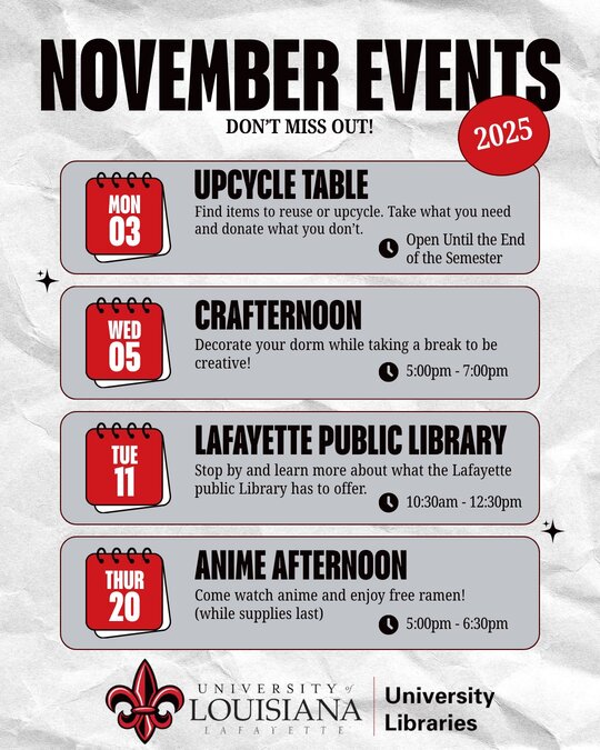 Dupre Library November events