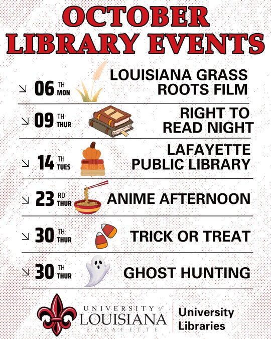 Dupre Library October events - Fall 2025