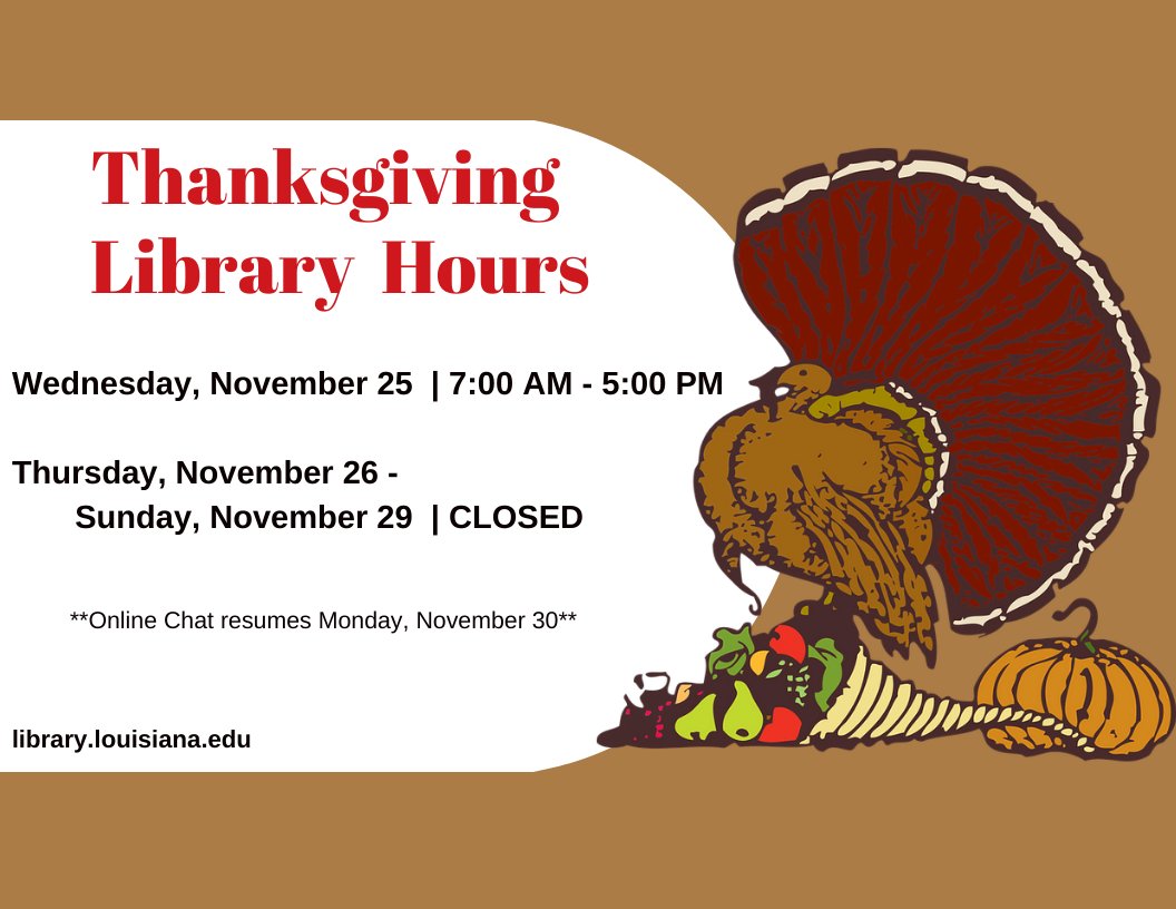 Flyer: Hours - 2020 Fall Thanksgiving