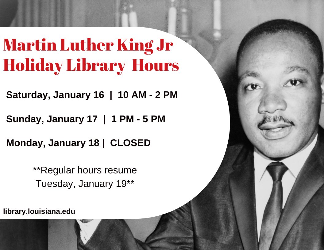 Flyer: Hours - 2021 Spring MLK JR Day