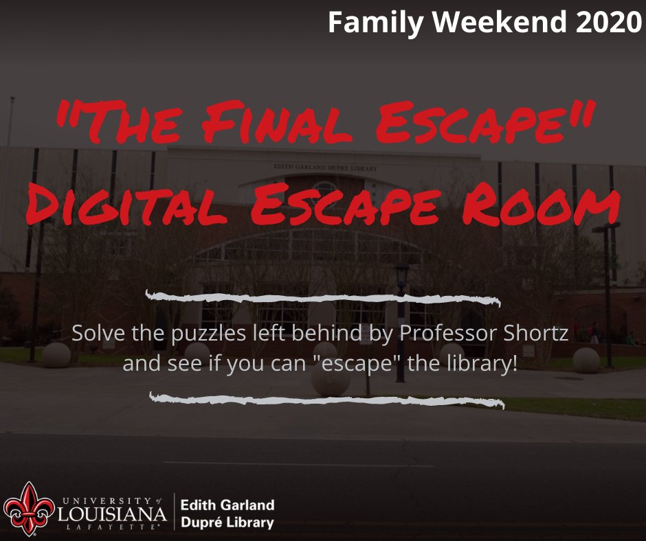 Flyer: Family Weekend 2020 - Digital Escape Room