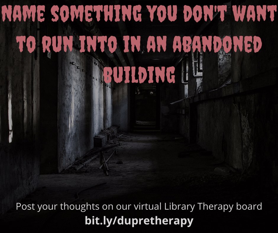 Library Therapy Wall: 2020 Fall October - Name something you don't want to run into in an abandoned building...
