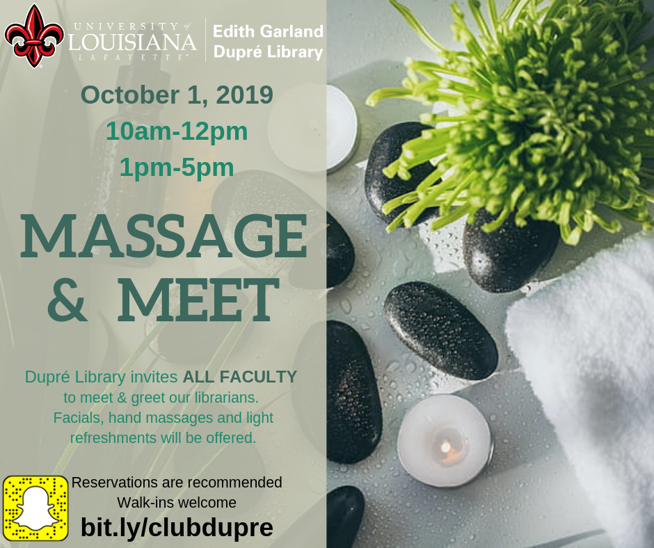Flyer: Faculty Massage & Meet - 2019 Fall