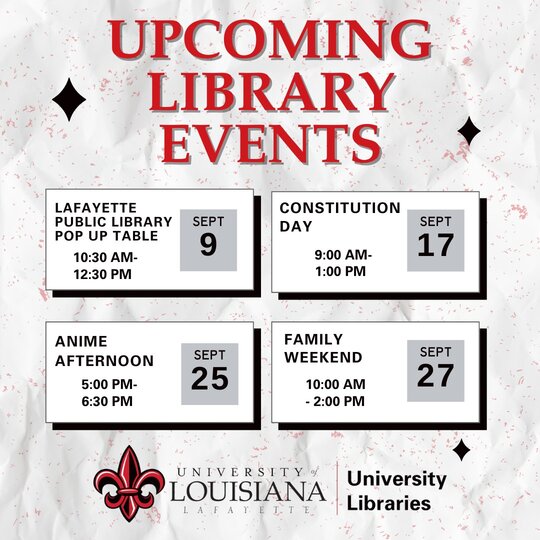 Listing of Upcoming Library Events