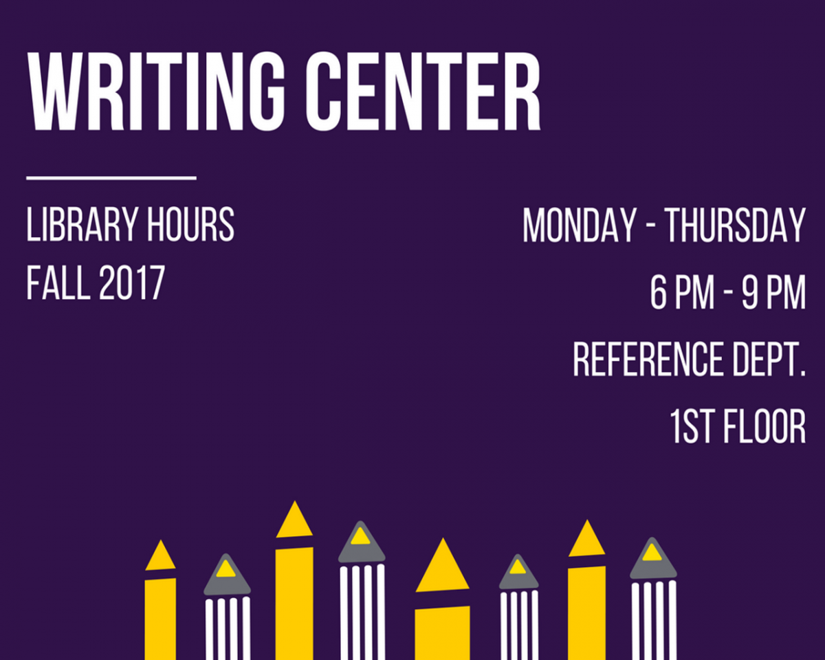 Flyer: Writing Center - 2017 Fall