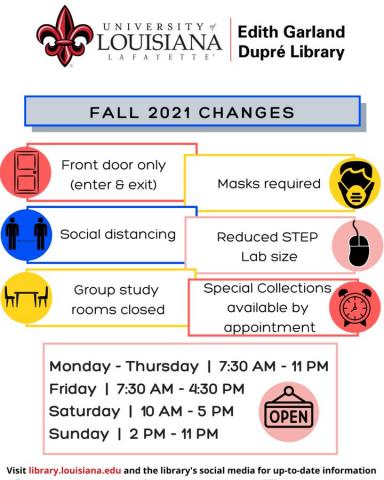 Fall Library Services and Hours