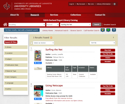 Library Catalog Screenshot