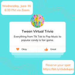 Tween Edition of Virtual Trivia Flyer